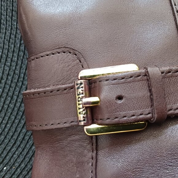 Ralph Lauren Leather Equestrian Wide Calf Brown Boot Size 8B - Picture 10 of 12